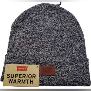 Levis Beanie Cap Black Gray Superior Warmth Mens Style 45LV050015